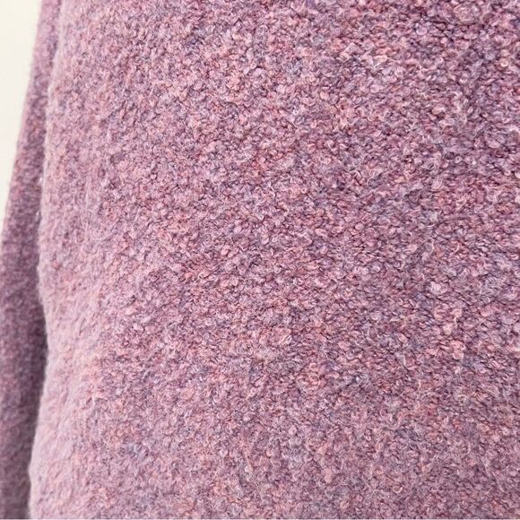Free People Stormy Pullover Sweater Pink Purple S Cowl Neck Boucle Teddy Crop - Picture 11 of 16